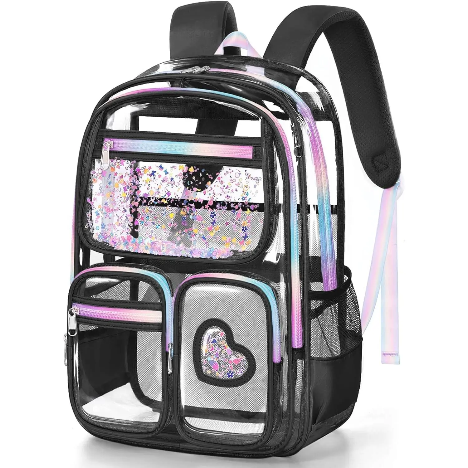 Fimibuke Clear Backpack for Girls, Transparent Kids Backpack for Teen Girls| School Concert Stadium Approved Heavy Duty PVC See Through Teen Kids Bookbag for Kindergarten Elementary Middle High School