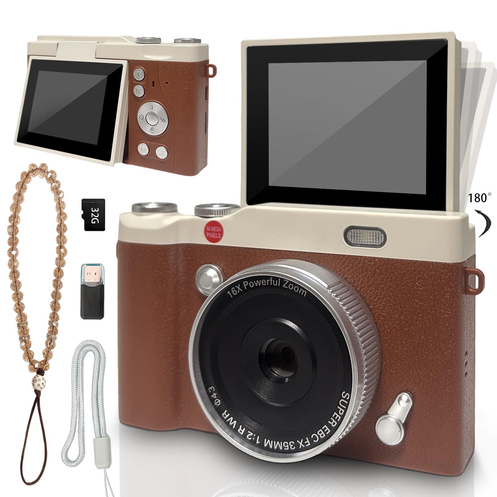 Y2K Vintage Student Camera, Pocket Camera with Crystal Lanyard, Flip Screen Portable Camera for Teens, Entry-Level Digital Camera with Memory Card, Built in Filters, Perfect for Back to School, Christmas & Thanksgiving #GLOBAL PICKS