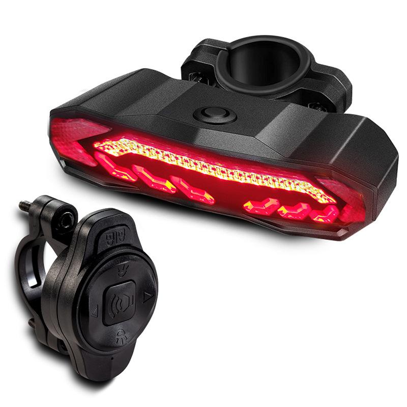Bicycle Smart Brake Tail Light USB Rechargeable Alarm Outdoor Night Riding Mountain Bike Turn Signal LED Tail Light Waterproof