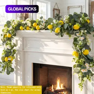 Lemon Artificial Vines,  Silk Vine Garland with Green Leaves, Faux Floral Garland, Fake Hanging Plants Greenery Decor for Home, Bedroom, Wall, Party Decor Supplies, Wedding Decoration