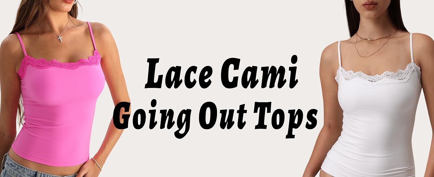 Padded Lace Cami Top Double Lined Sexy Tank Top Spaghetti Strap Club Party Shirt