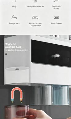 Toothbrush holder, toothbrushing cup, gargle cup, wall - mounted, no - drilling required for the bathroom, semi - transparent toothbrush set storage box set