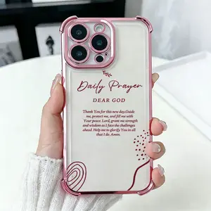 Daily Prayer Dear God Script Phone Case，Minimal Burgundy Handwritten Faith Style for iPhone 17 16 15 14 13 12 11 Plus Pro Max, Spiritual Comfort Gift