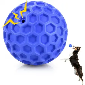 Indestructible Squeaky Dog Ball - Aggressive Chewer Dog Toy for Large Breeds, Anxiety Relief, Teeth Cleaning, Interactive Outdoor Waterproof Chew Toy