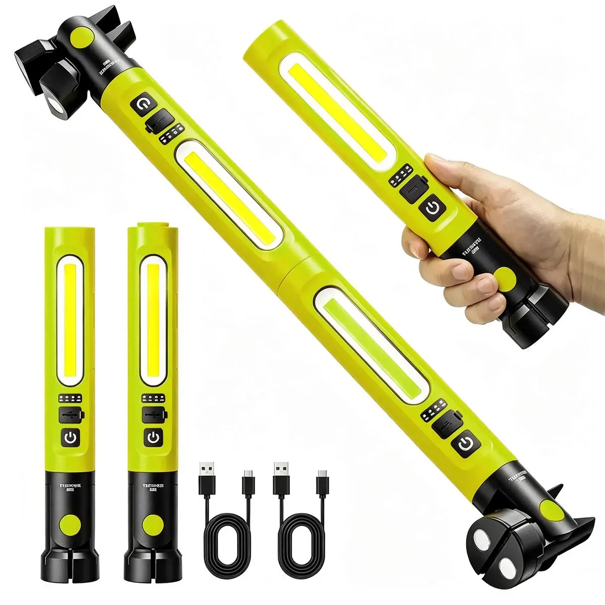 3000LM LED Work Light Bar - 81-LED COB Detachable 2-Section Under Hood Tool, 5200mAh Rechargeable Magnetic Base, Swivel Hooks, Cordless for Car Repair, Camping