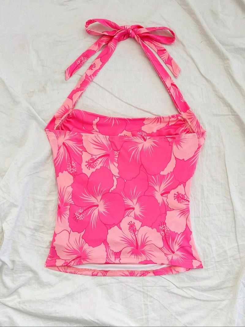 Women's Solid Boho Sleeveless Halter Top, Casual Minimalist Sleeveless Top for Summer, Ladies Clothes for Daily Wear