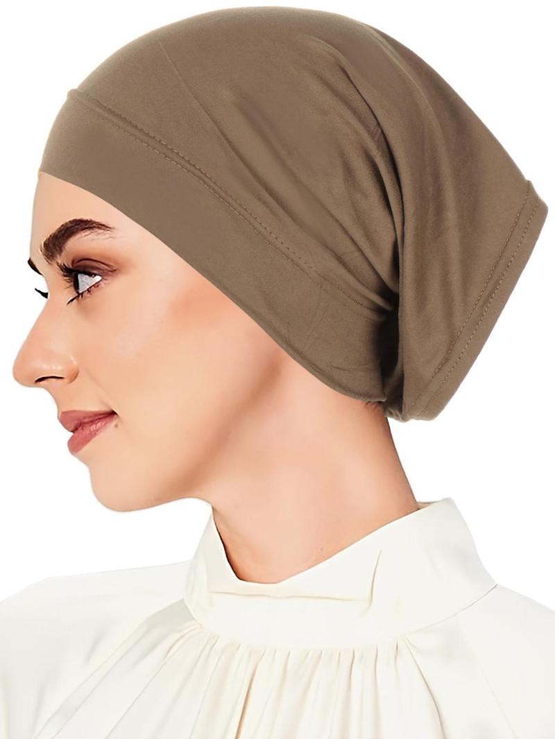 1 Piece Women's Minimalist Muslim Hijab Turban Cap, Elegant Solid Color Head Wrap Hat, Simple Style Clothes Accessories for Daily Use