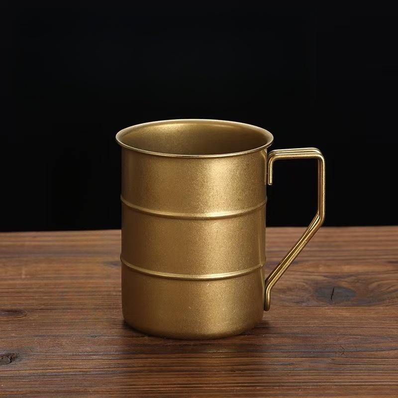 Stainless Steel Coffee Mug, 16oz Beer Cup, Vintage Bamboo Style, Ideal for Collectors & Parties, Outdoor Camping Water Bottle