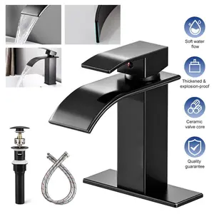 Single Handle Bathroom Faucet Stainless Steel Basin Sink Mixer Tap with Deck Plate Drain Set Vanity Faucet#DealsForYouDays