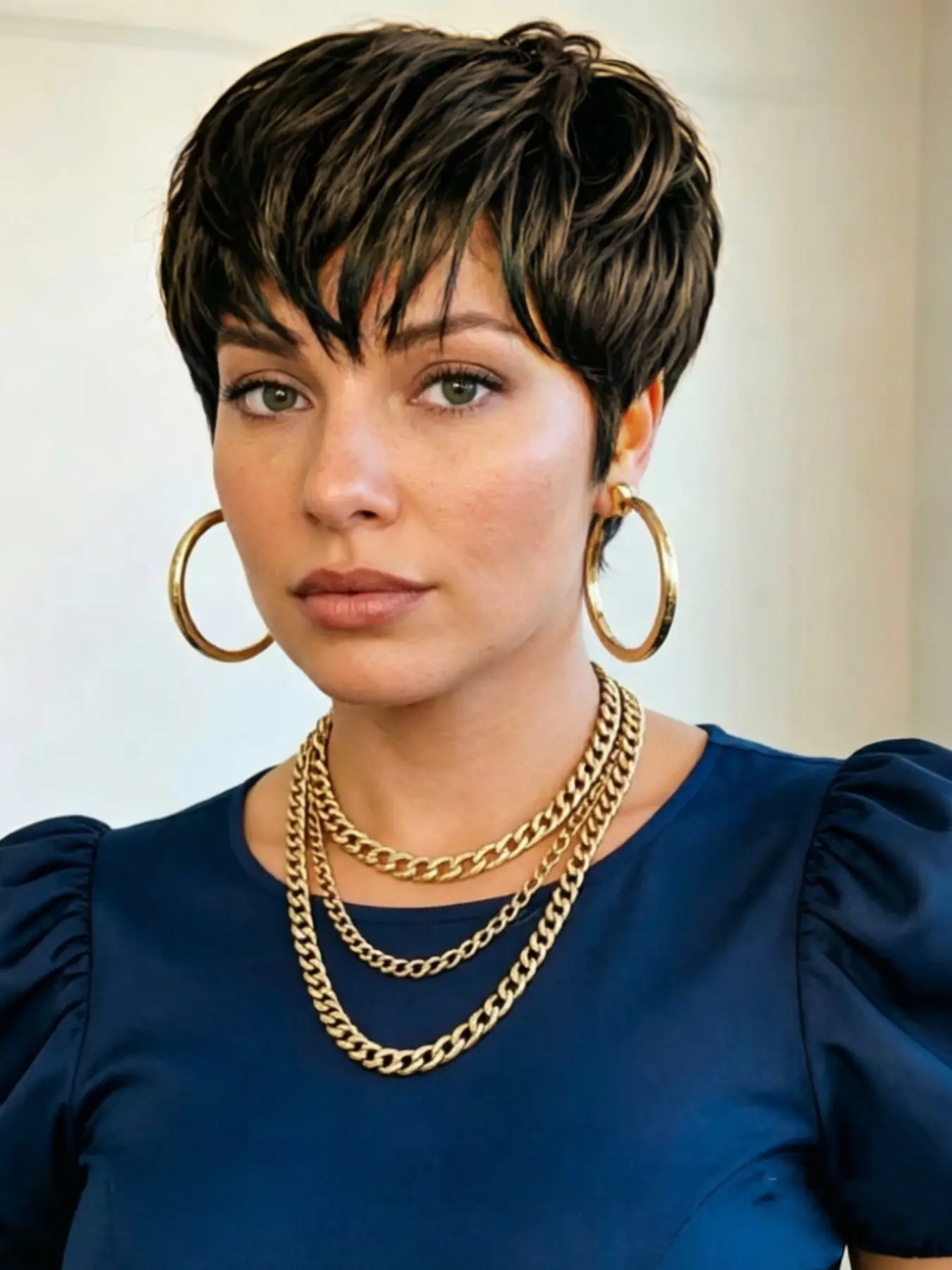 Short Bob Wig Human Hair for  Women Pixie Cut wig Human Hair Wig with Bangs Natural Black Straight Short Layered for daily use Fashion Wig