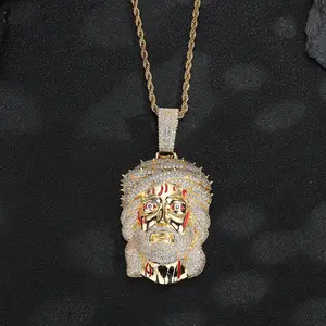 Retro Human Head Pendant Necklace, Classic Chicano Hip Hop Minimal Sport Luxury Jewelry, Unisex Design Daily Wear Accessory Party Gift