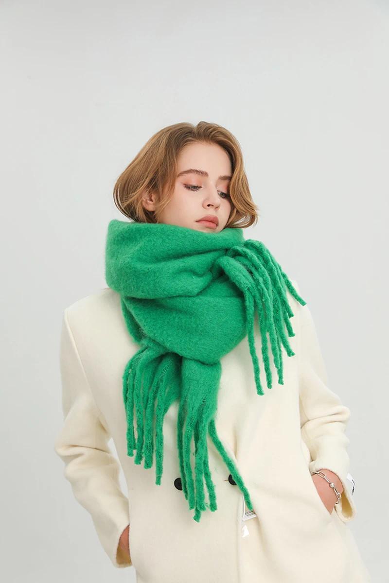 Winter Scarf for Women Containing Cashmere Warm Solid Pashmina Blanket Wraps Female Thick Soft Bufanda Big Tassel Shawl Long Poncho Echarpe