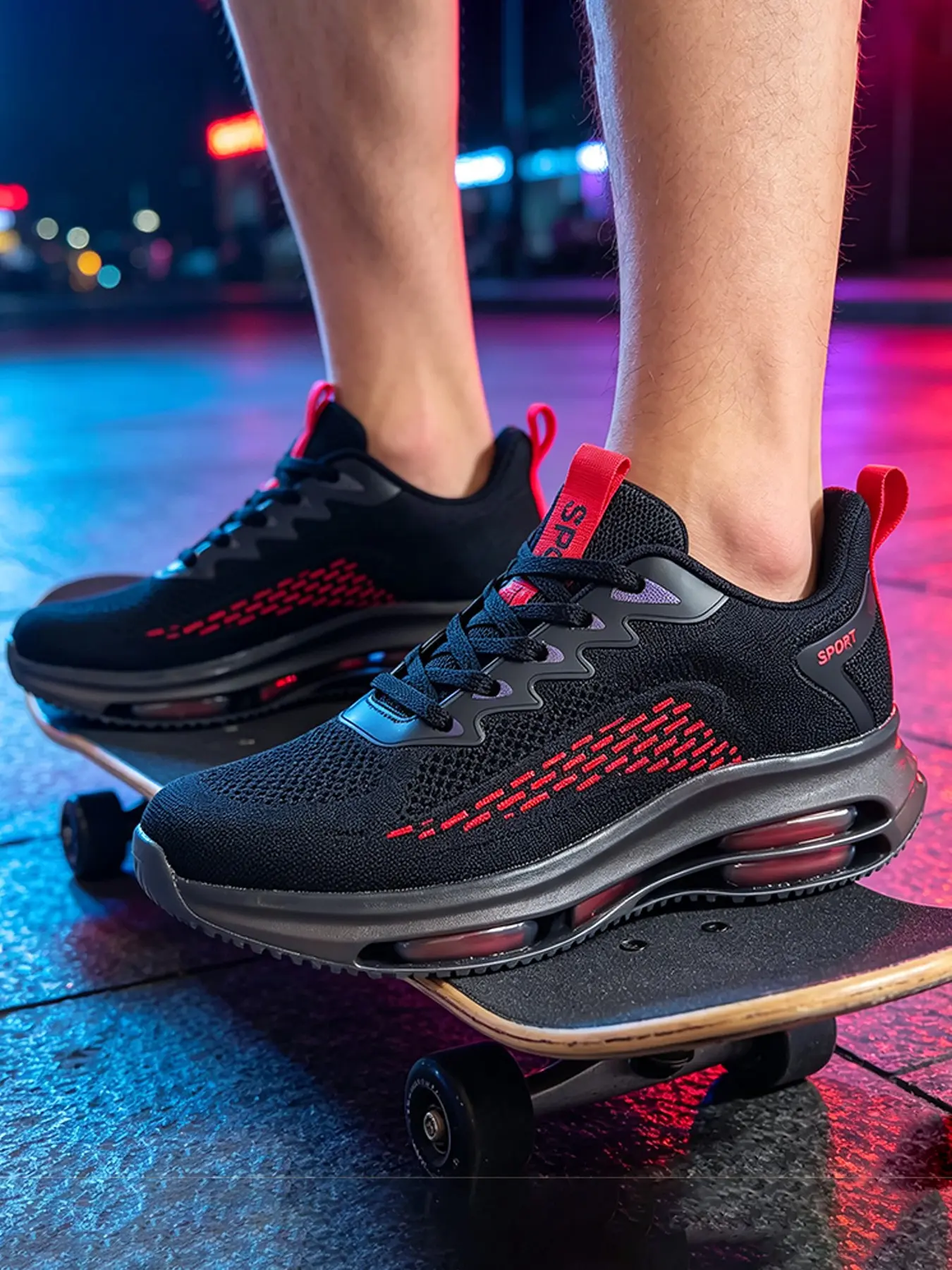 Men Thick Platform Cushion Sole Walking Shoes Sports Shoes Breathable Lightweight Mesh Shock Absorbing Comfort Athletic Sneakers