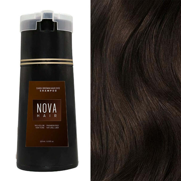 Nova Hair Instant Dye Shampoo - Safe Natural Haircare Solution for At-Home Use, Gray Coverage, Scalp Nourishment, Purple-Black Color for All Types
