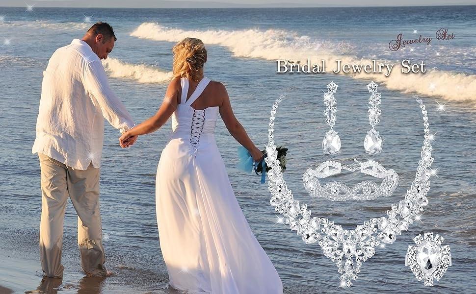 FUNRUN 5PCS Bridal Wedding Jewellery Set for Women Crystal Teardrop Cluster Necklace Dangle Earrings and Zircon Bracelet Ring Set Wedding Engagement Bridesmaid Costume Dress Prom Jewellery FUNRUN 5PCS Bridal Wedding Jewellery Set for Women Crystal Teardrop Cluster Necklace Dangle Earrings and Zircon Bracelet Ring Set Wedding Engagement Bridesmaid Costume Dress Prom Jewellery