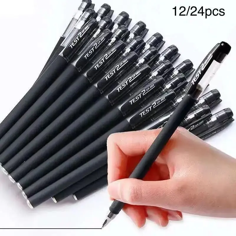 12/24pcs 0.5mm Gel Pen Pressed Ballpoint Pen GP380 frosted carbon neutral pen 0.5 mm business signature pen pen nib pen office exam water Giant can write pose carbon neutral pen high-capacity needles  water pen signature pen Smooth Writing Pen