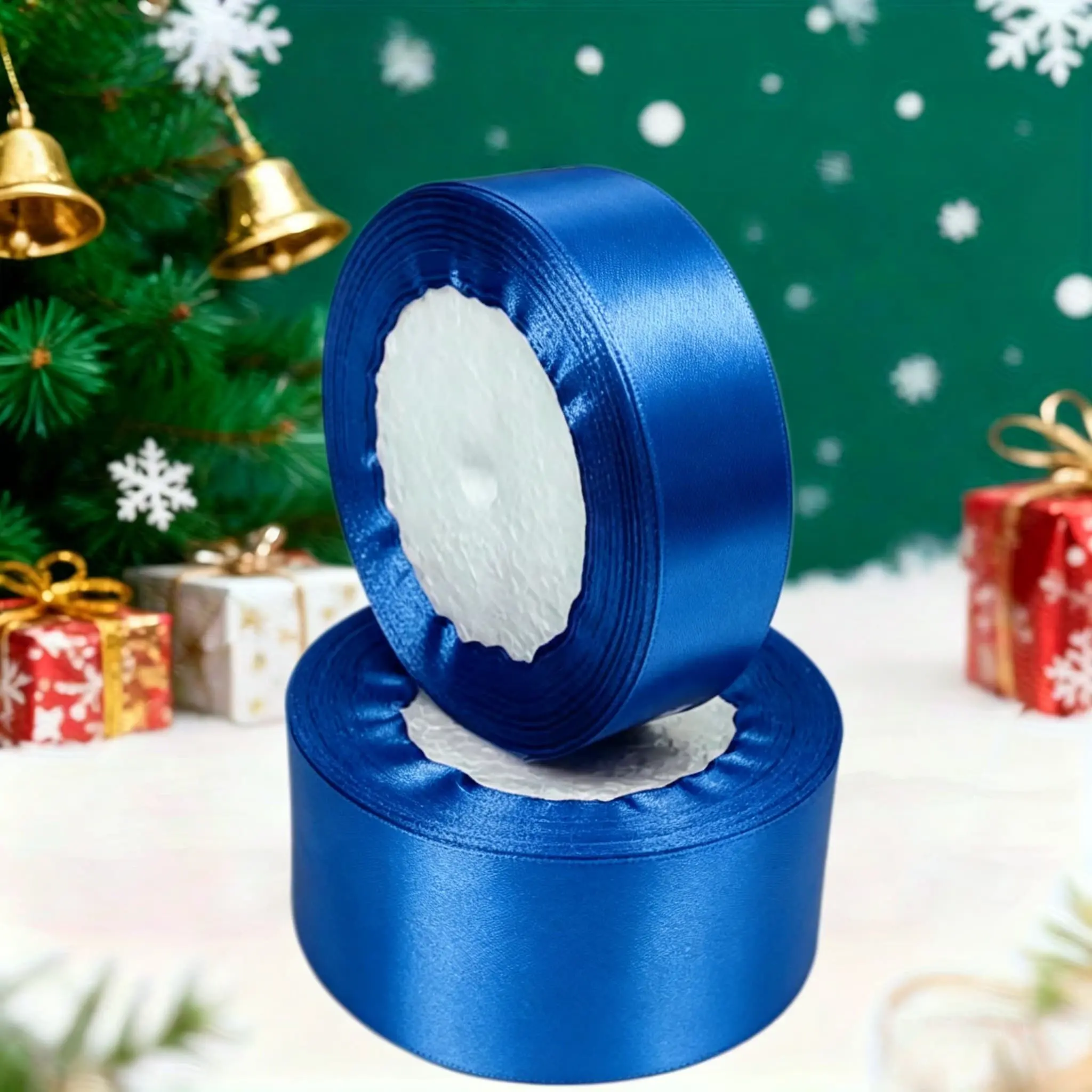Blue Ribbon Set, 40mm & 25mm Wide, 22.86m Long, Ideal for Weddings, Art Decor, Floral Gifts, Cake Wrapping, Craft Projects