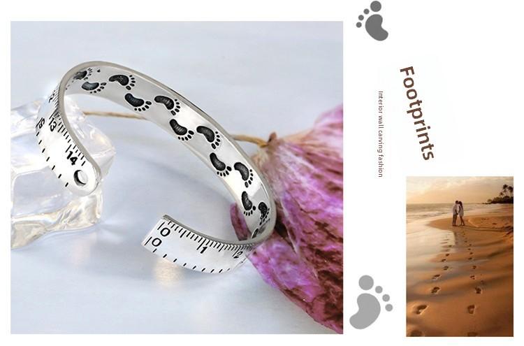 Unique Footprint Measurement Ruler Bracelet Vintage Roman Numeral Cuff Adjustable Boho Chic Jewelry Gift for Her Fashion Accessory