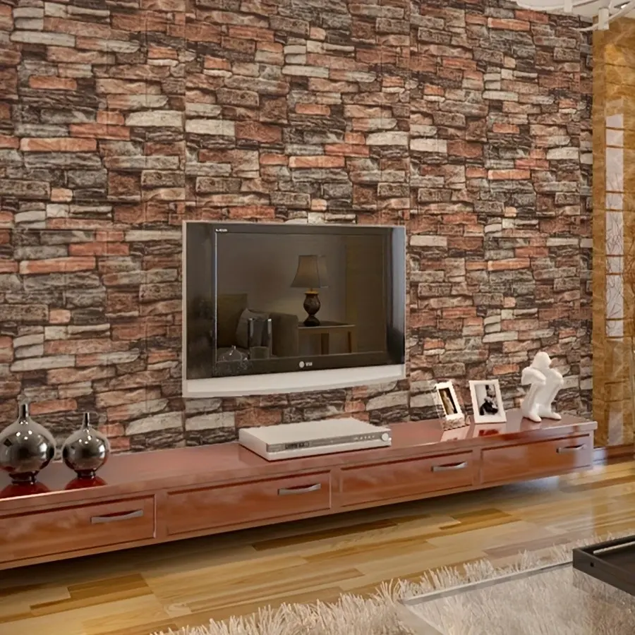 40pcs Vintage Brick Pattern Self-Adhesive Wall Stickers, Waterproof Moisture-Proof Wallpaper for Living Room, Bedroom, Office, DIY Creative Decor