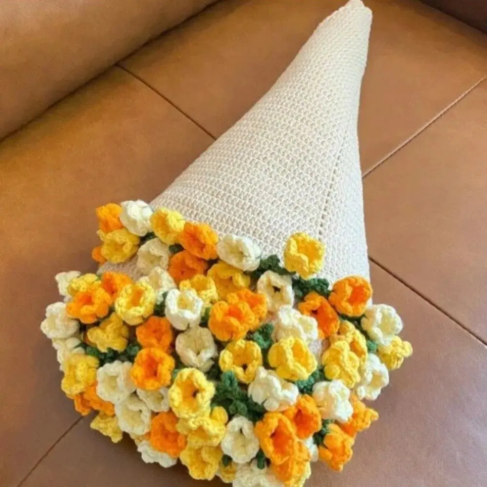 New 60cm Flower Bouquet Blanket Finished Product Crocheted Sunflower Blanket Nap Blanket for Girlfriend