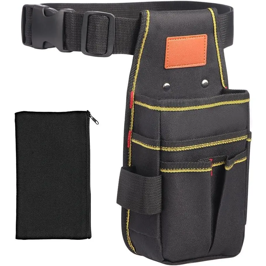 Small Tool Pouch, Small Tool Bag, Tool Pouch with Belt, Industrial Grade Thickened Wear-Resistant Oxford Cloth, 12 Storage Ports, 10.2" x 5.5", Ideal for Electricians, Mechanics, Carpenters and More