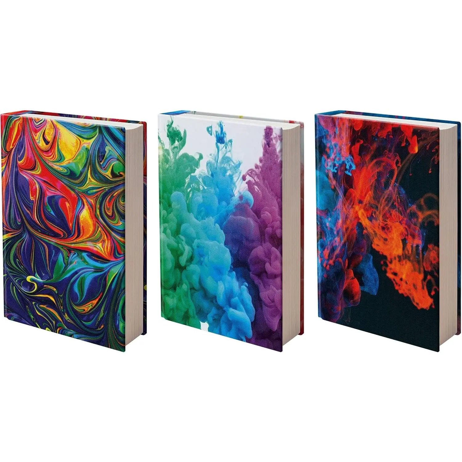 Stretchable Jumbo Book Covers 3 Pack - Washable Reusable Nylon Fabric Protectors for Hardcover Textbooks Up to 9"x11", Adhesive-Free, Easy Apply, Fun Design Student School Supplies