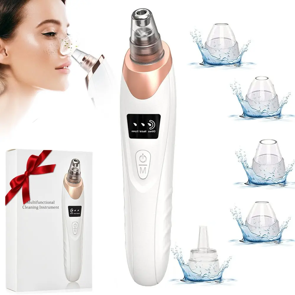 Electric Blackhead Remover Vacuum Pore Cleaner,Adjustable 3‑Level Suction, 5 Interchangeable Replacement Heads, USB Rechargeable Skin Care Tool, Deep Skin Cleansing for Men & Women