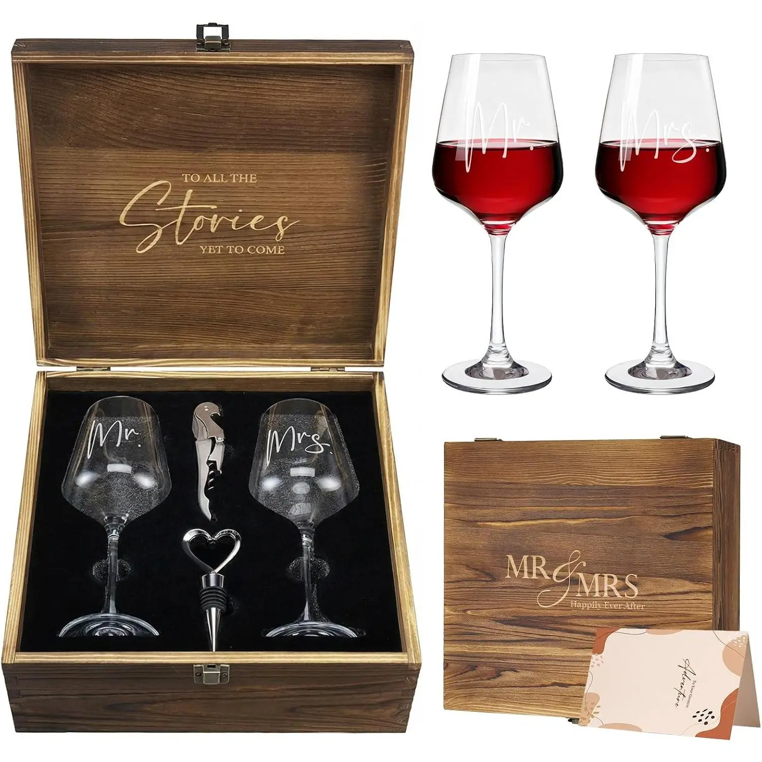 Mr and Mrs Wine Glasses, Bridal Shower Wedding Gifts for Couples