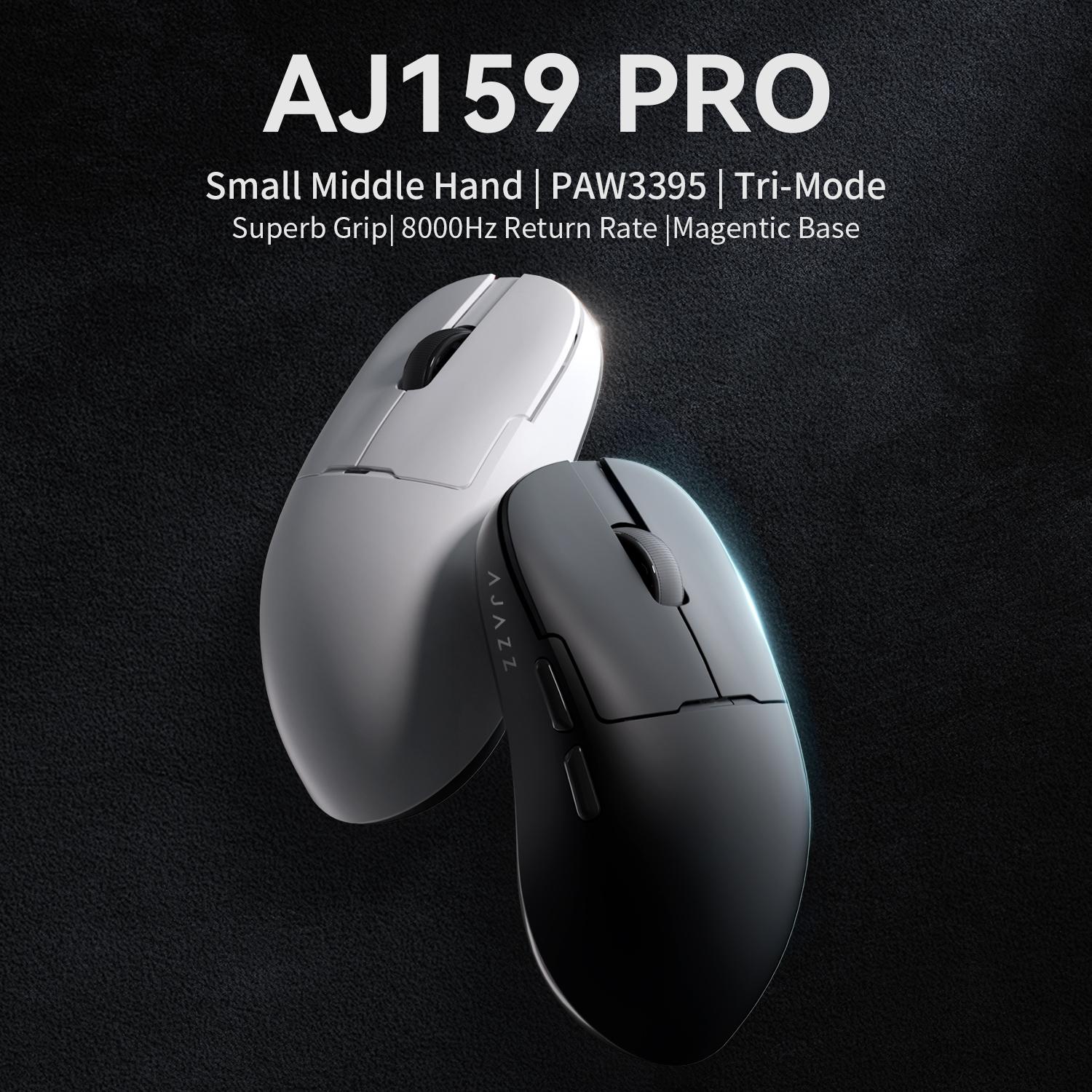 AJAZZ AJ159 PRO wireless mouse PAW3395 sensor corresponding fast DPI26000 advanced magnetic charging base wireless 8K the third mock examination 2.4G+Wired+BT support multi system suitable for E-sports games and office