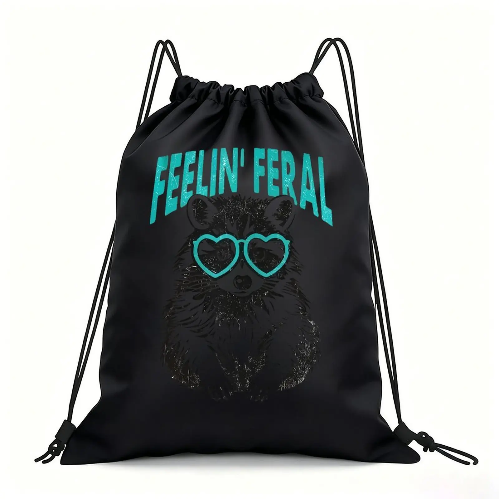 Portable Drawstring Sack Bag with Custom Graphic Print, Waterproof Polyester String Backpack for Gym Workout Swimming Hiking