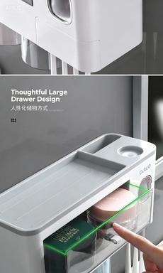 Toothbrush holder, toothbrushing cup, gargle cup, wall - mounted, no - drilling required for the bathroom, semi - transparent toothbrush set storage box set