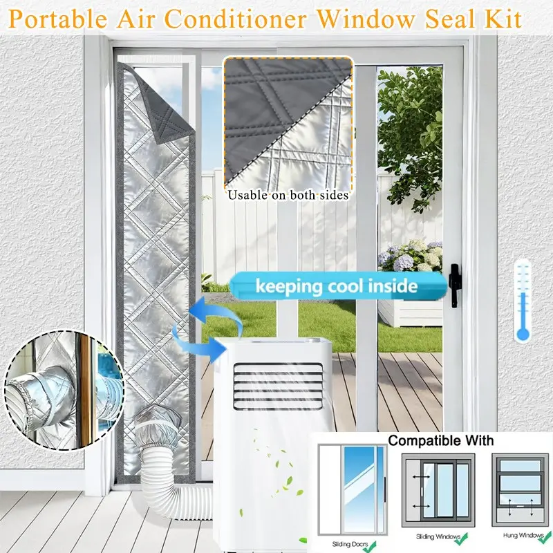 Portable Air Conditioner Duct Sleeve Kit, 3-Layer Thick Insulation Reflective Aluminum Foil, Adjustable, Easy Install, Hvac Accessories, Energy Savings, Thermal Efficiency, Window Seal Kit