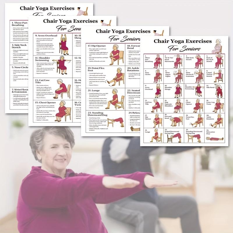 4-Piece Chair Yoga Set for Seniors, Beginner-Friendly, Ideal for Home & Office Use, Includes Detailed Exercise Instructions