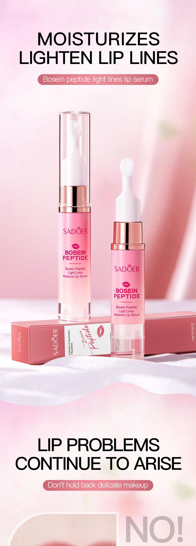 Peptide Lip Serum Pro-Xylane - Anti-Aging Volumizing Plump, Hydrating Fine Line Smoother, Non-Sticky Lip Care for Dry Cracked Lips.