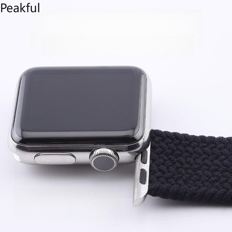 iWatch Braided Band | TikTok Viral Metal-Head Nylon Strap | Stylish Elastic Solo Loop Wristband for Apple Watch | Breathable Comfortable Adjustable Band for Men Gym Daily Wear