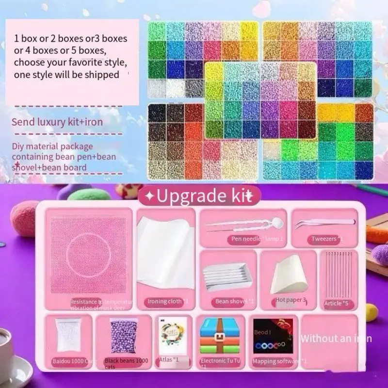 Creative DIY Bean Craft Kit, 2.6mm Fusion Beans Material Set, Handmade Pattern Making, Complete Crafting Supplies, Fun Art Project, Art Kits