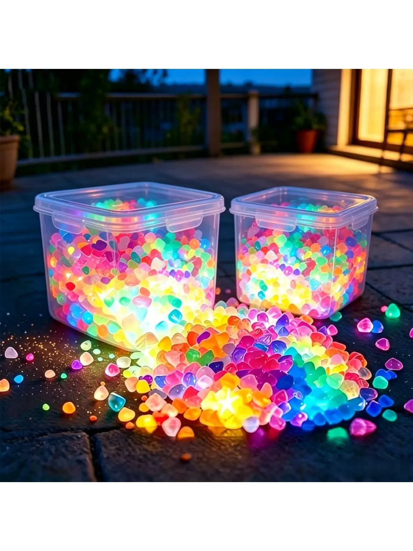 3388Pcs Outdoor Luminous Stones, Random Color Glow Pebbles for DIY Landscaping, Aquariums, Garden Walkways, Bonsai Soil, Garden Edging, Flower Pots, Party & Christmas Decor, Glass Jar Ornaments, Gardening Supplies (Material: Resin Luminous Sand Stone)