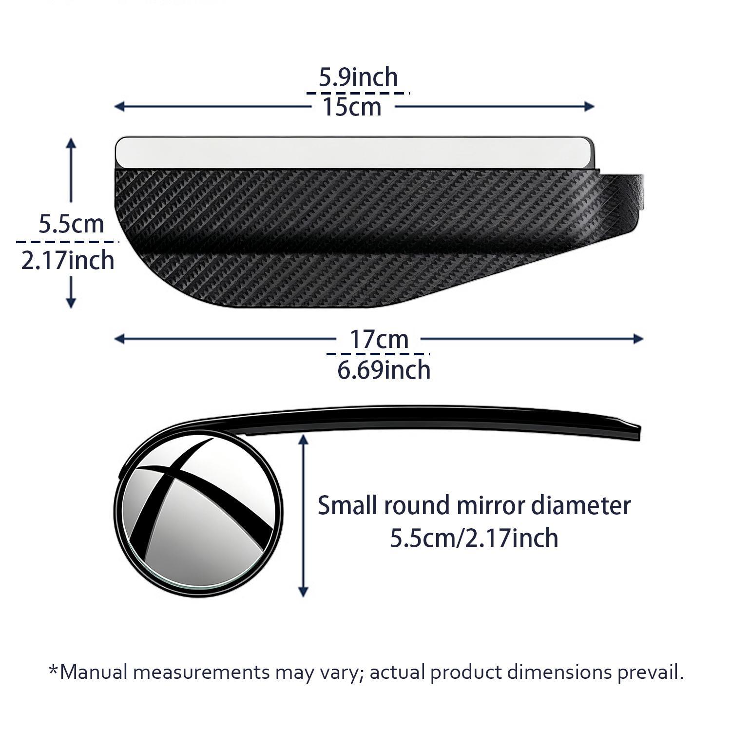 2pcs Carbon Fiber Textured Blind Spot Mirrors with 360° Rotation, Convex Rain Guard & Left Side Installation - Fit for All Cars, Trucks, SUVs - Keeps You Dry in Rain, Enhances Visibility, Vehicle Safety Accessories, Modern Car Accessory, Durable Mirror