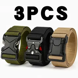 [2026 New 3pcs Set] Unisex Tactical Belt - Color Mixing, Multiple Styles, Thickened Abrasion Resistant Nylon Webbing, Adjustable Length, Suitable for Workwear, Outdoor Training, Trekking, Fishing, And Tactical Duty