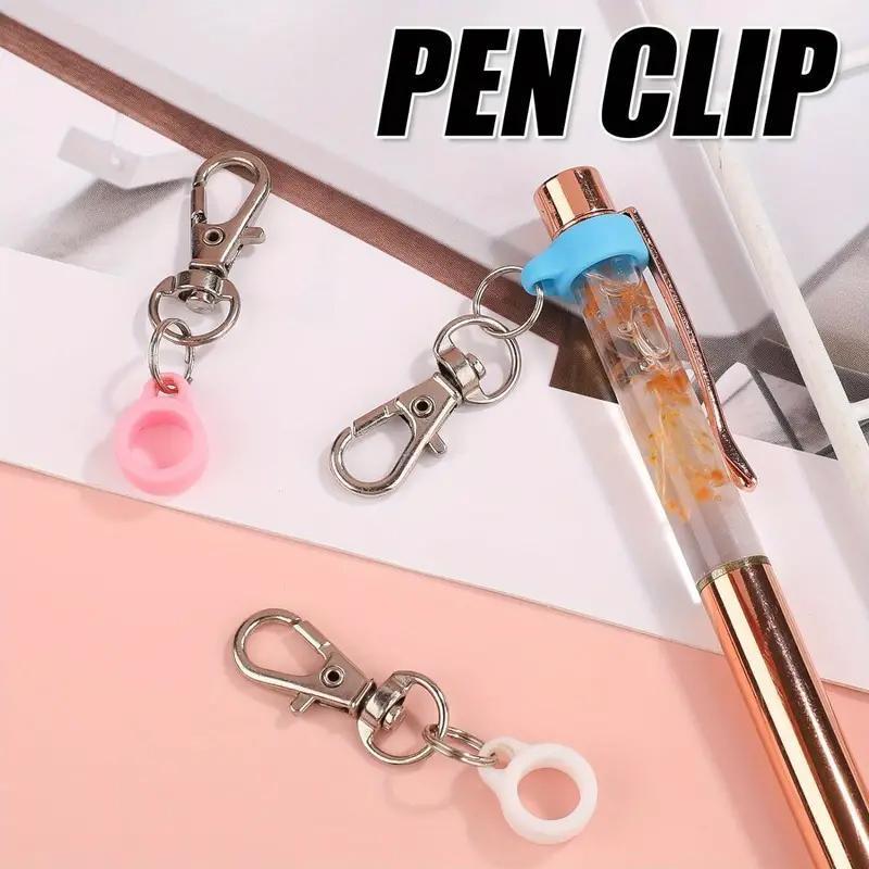 Pen Holder with Badge Reel Clip, Retractable Badge Holders, 6 Counts Durable Silicone & Zinc Alloy Pen Clip without Pen, Assorted Color Stationery & Supplies for Home School Office