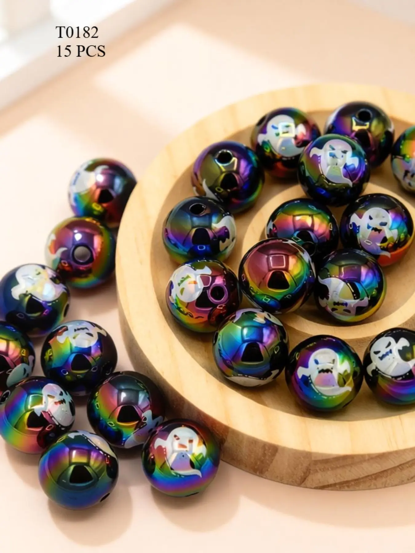 15pcs Halloween Ghost Acrylic Beads, DIY Jewelry Making Supplies, Cute Style, Multifunctional Decorative Beads for Crafts, Gifts