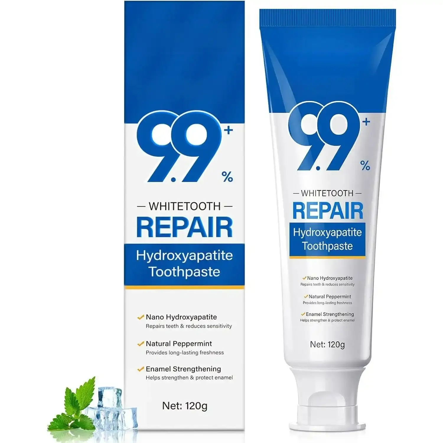 Hydroxyapatite Toothpaste 9.9% - Enamel Repair & Remineralization, Fluoride-Free for Sensitive Teeth, Fresh Breath - Natural Mint Flavor Nano Hydroxyapatite Toothpaste for Adults & Kids