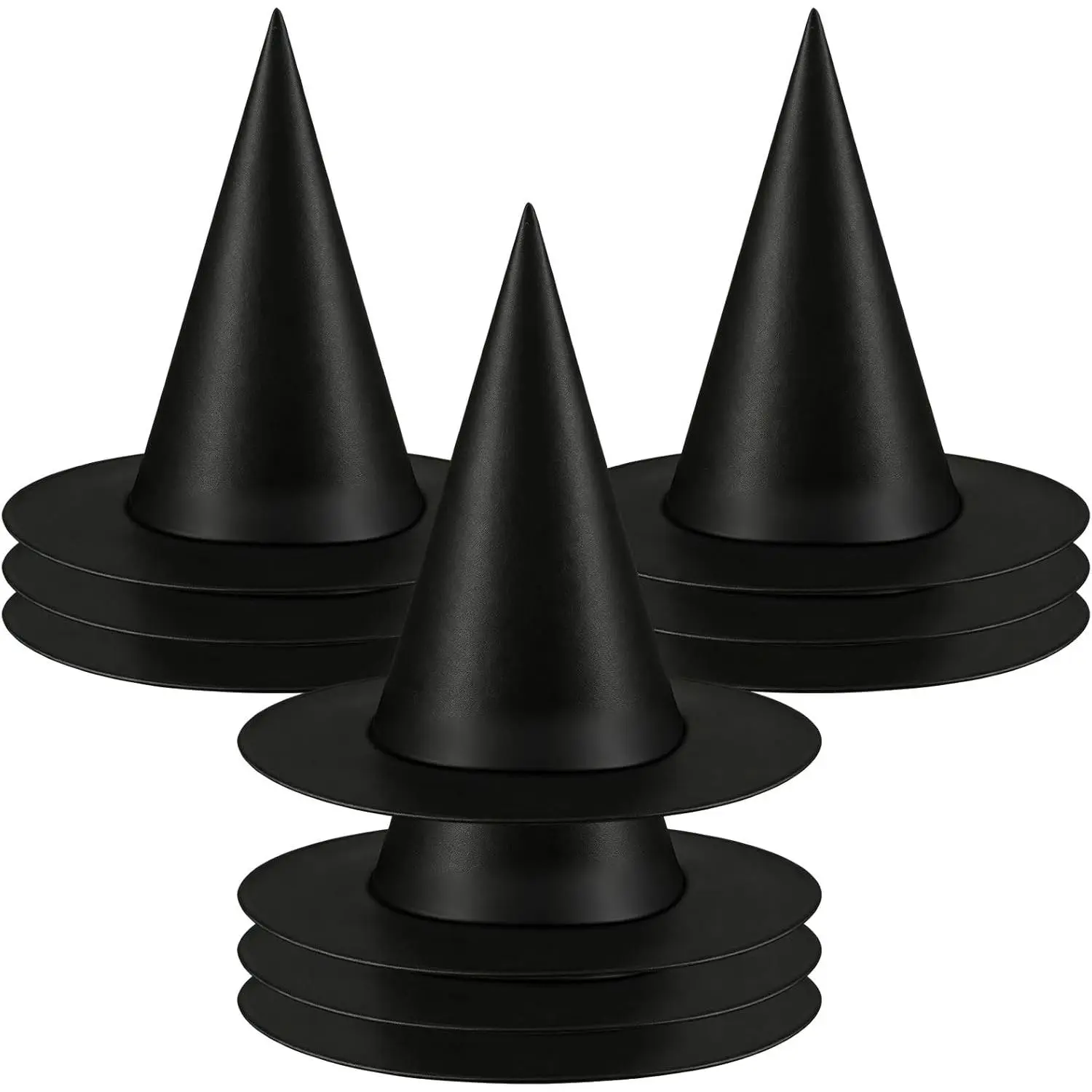 Halloween Witch Hats Decorations, 10 PCS Hanging Floating Witch Hats in Bulk with 157FT Fishing Line, Black Wizard Hat Decor for Outdoor Indoor Porch Yard Party Supplies Costume Accessory
