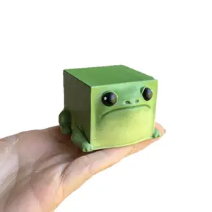 Cute cube-style frog figurine, minimalist resin table decor. Viral trendy ornament adds artistic flair to home, office, bookshelves, bedroom and living room.
