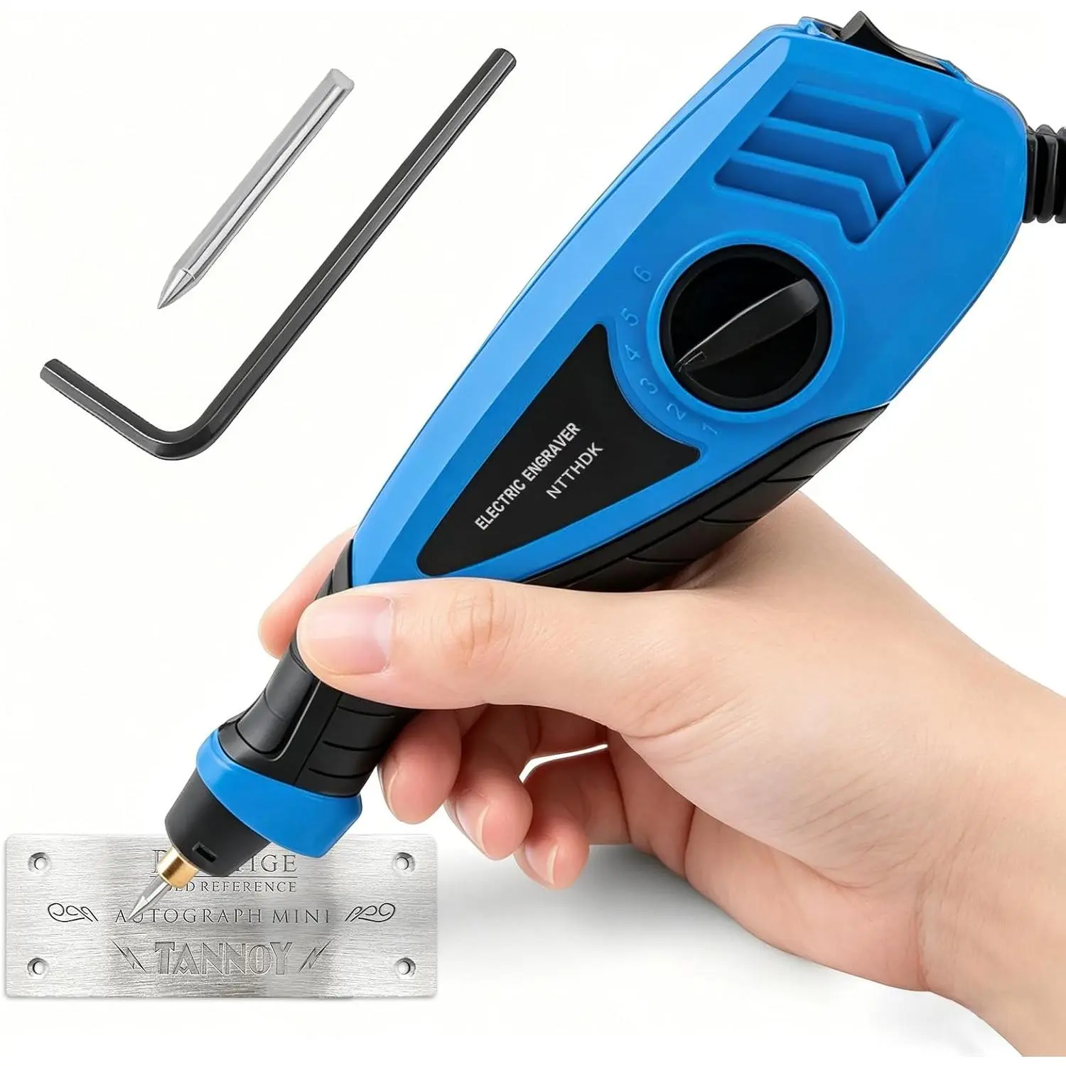 Engraving Pen, 6 Speed Power Engraver Pen, 25W Engraving Machine with Tungsten Carbide Steel Bits, Handheld Metal Engraving Tool for  Metal Glass Professional Etching Tool