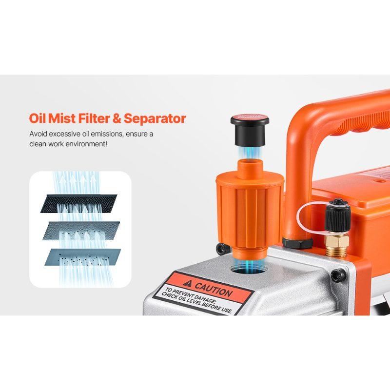 VEVOR 4.5 CFM AC Vacuum Pump and Gauge Set, Single Stage Rotary Vane HVAC Air Vacuum Pump, A/CRefrigerantManifold Gauge Kit, with Leak Detector Hoses, for R134a, R12, R22, R502a, R410A, R404, R407C VEVOR 4.5 CFM AC Vacuum Pump and Gauge Set, Single Stage Rotary Vane HVAC Air Vacuum Pump, A/CRefrigerantManifold Gauge Kit, with Leak Detector Hoses, for R134a, R12, R22, R502a, R410A, R404, R407C