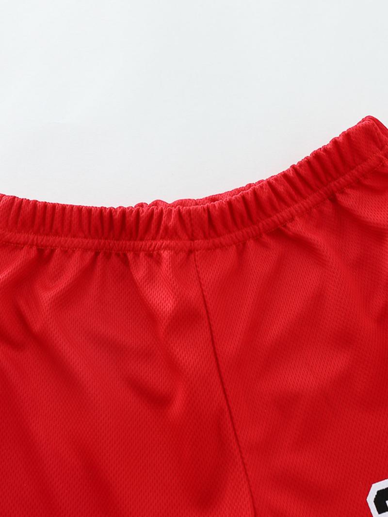 Two-Piece Set Boy's Basketball Jersey Set, Contrast Binding Sleeveless Basketball Vest & Shorts, Summer Clothes for Kids Outdoor Sports