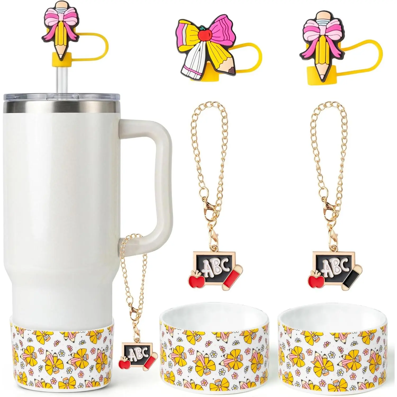 6 count Cup Accessories  Boot with Straw Cover Handle Charm Compatible with 30 oz 40 oz Tumblers