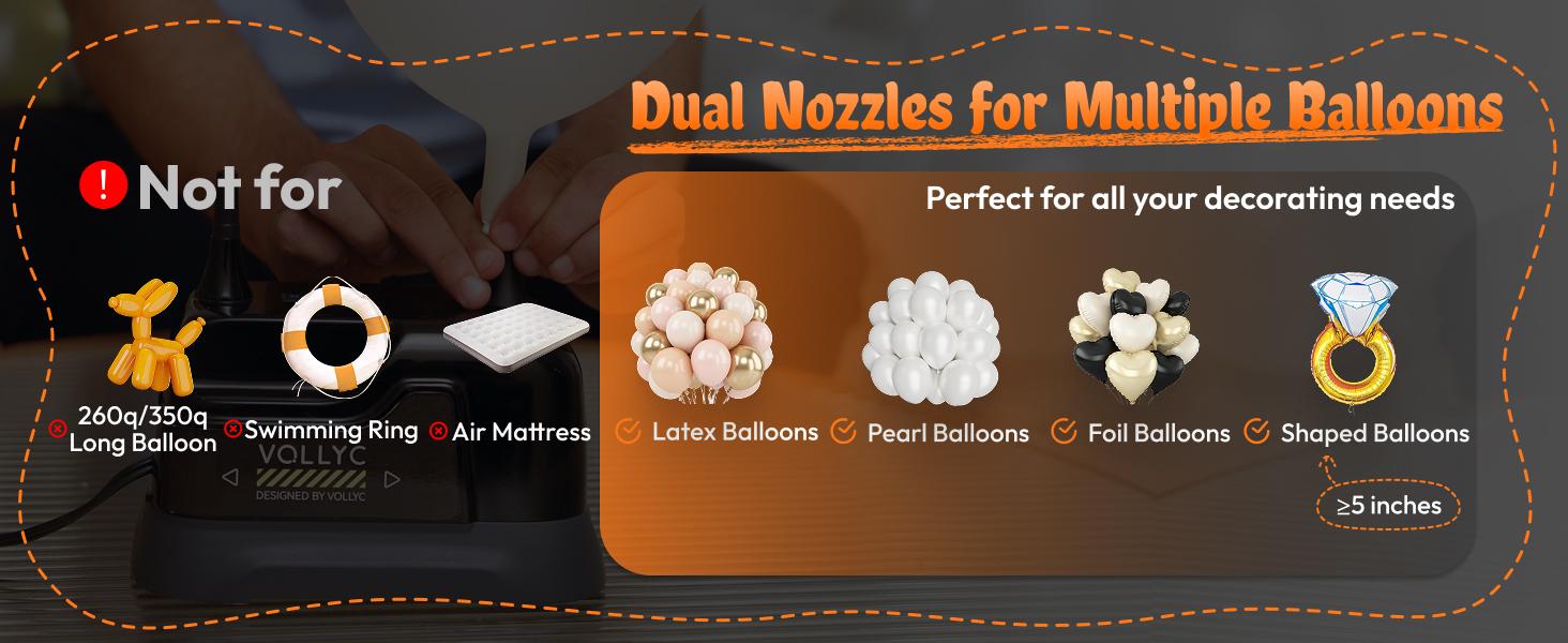 Balloon Pump Electric, Dual Nozzle Balloon Inflator Air Pump, Fast & Easy Inflation for Party Decorations, Birthday, Wedding, Baby Shower – Lightweight, Portable Balloon Blower Machine