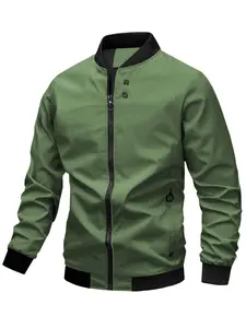 Classic Men's Pilot Jacket, Business Commute Versatile Comfortable Outerwear, Casual Plain Style, All Seasons Fitted Clothing